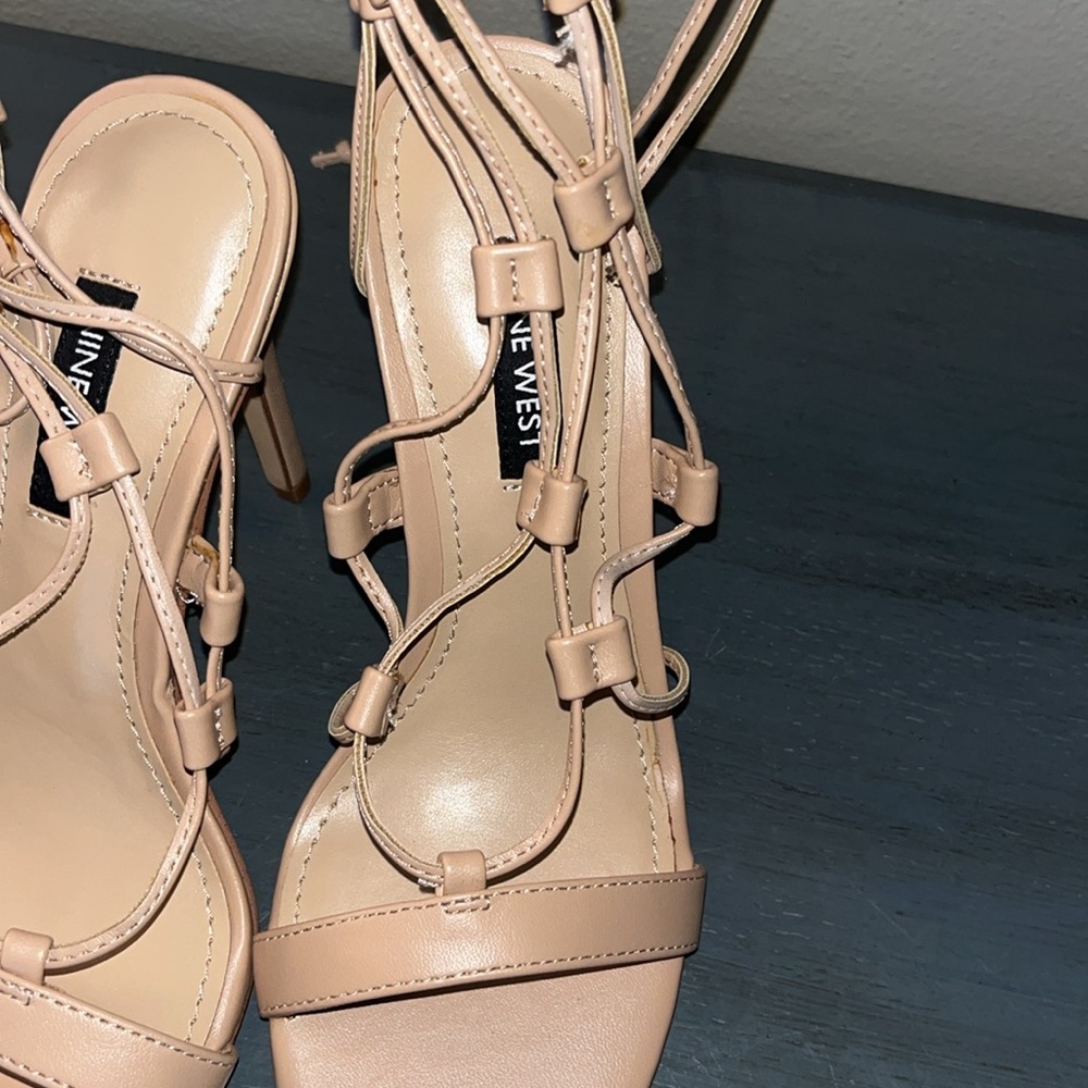 Nine West Women's Mix Ankle Wrap Dress Heeled Sandals NWOB sz 6M Blush Tan - Picture 8 of 14